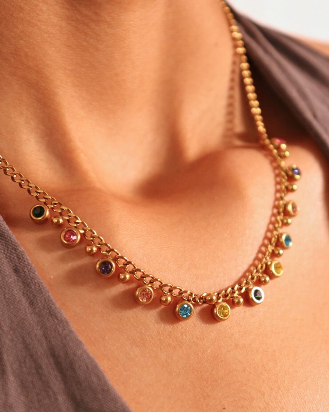 18k Gold-Plated Multicolour Necklace