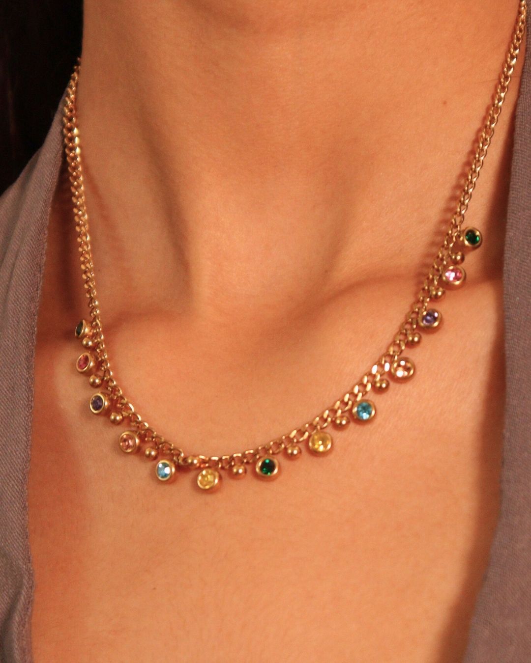 18k Gold-Plated Multicolour Necklace