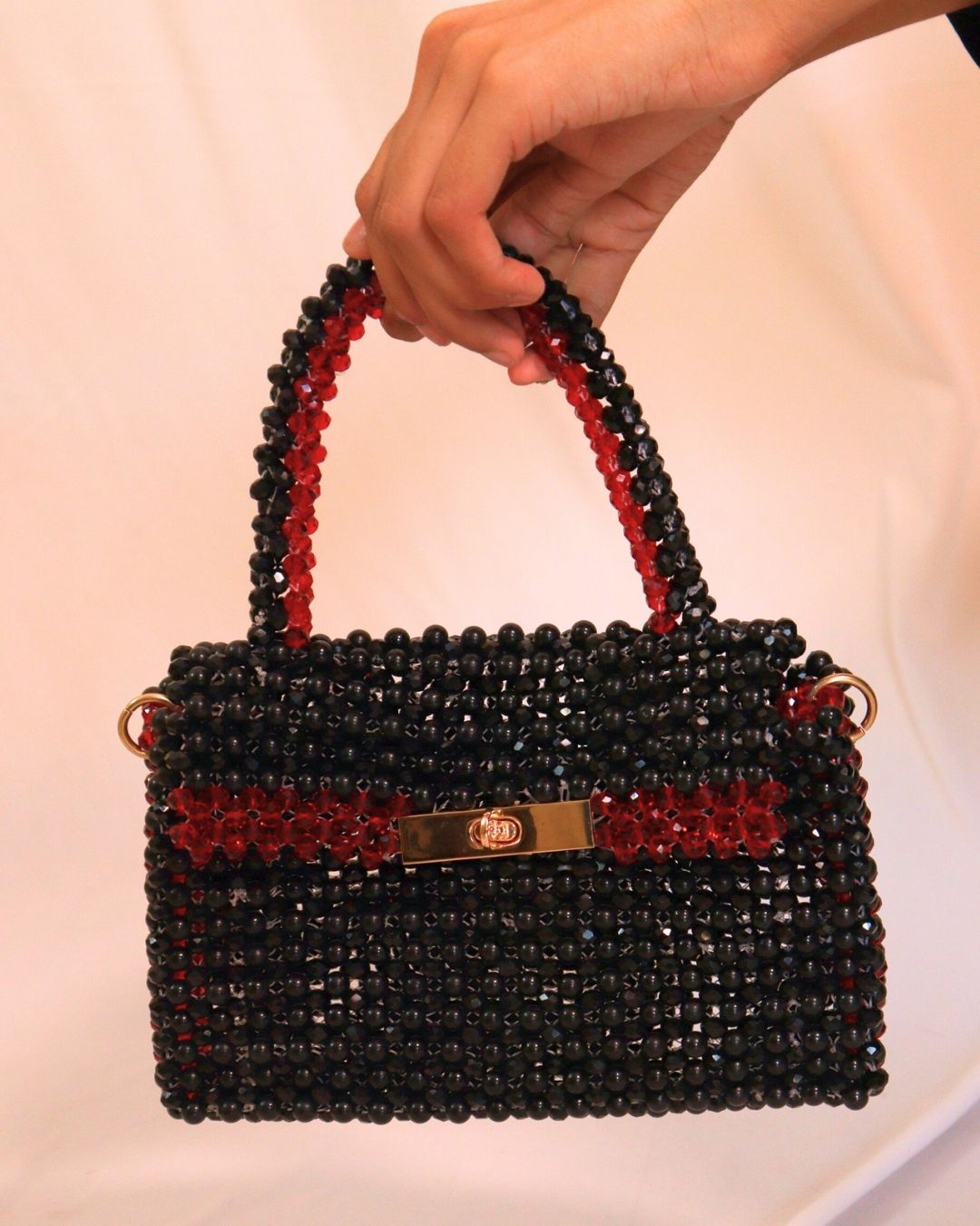 Black and Maroon Crystal Bag