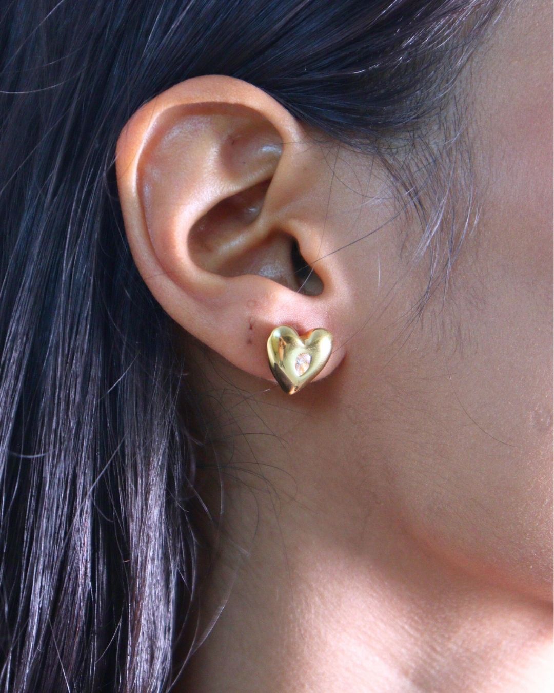 18K Gold-Plated Heart Studs