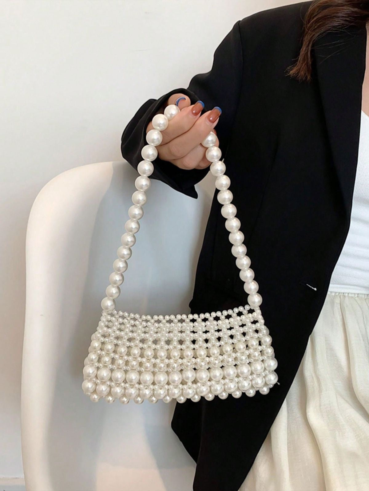 White Pearls Designer Bag