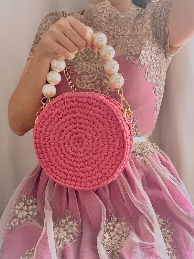 Peach Round Handmade Designer Bag