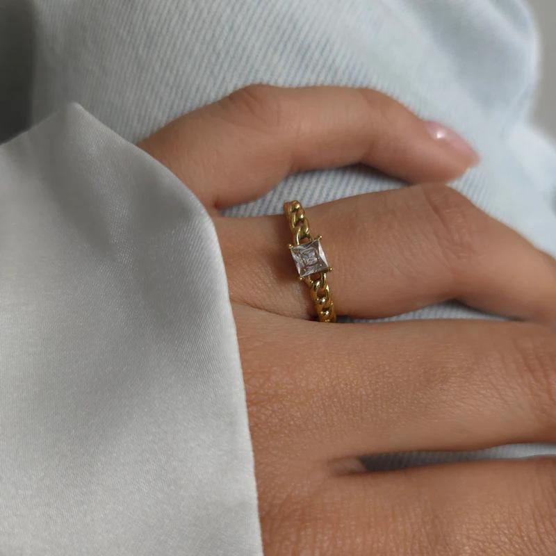 18K Gold-Plated single-stud Ring