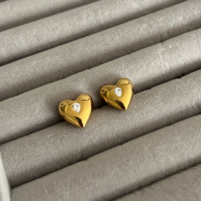 18K Gold-Plated Heart Studs