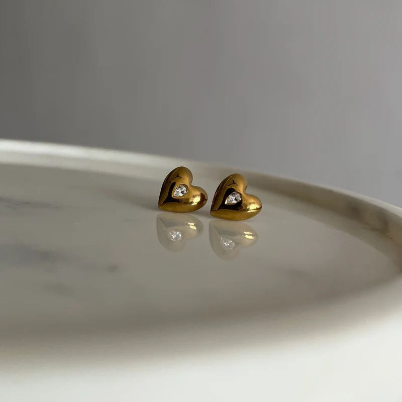 18K Gold-Plated Heart Studs