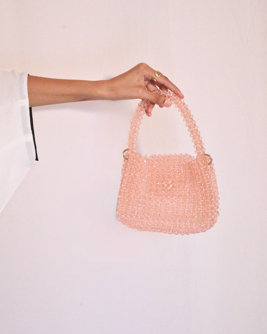 Peach Crystal Designer Bag (Small)
