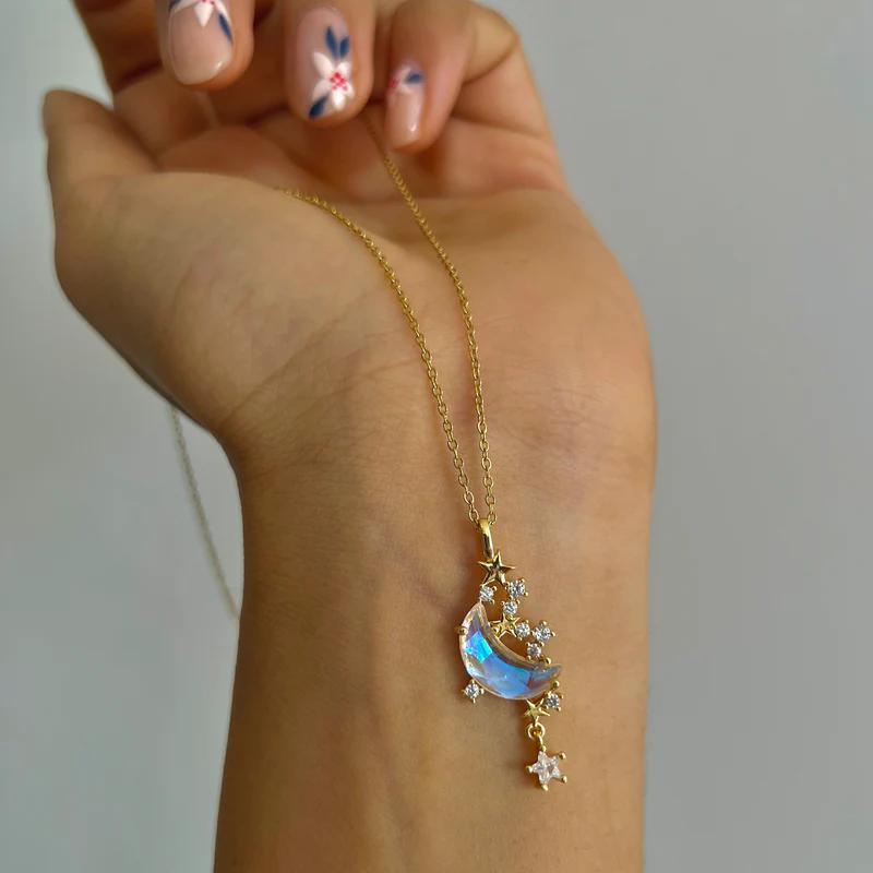 18K Gold-Plated Moon Pendant with chain