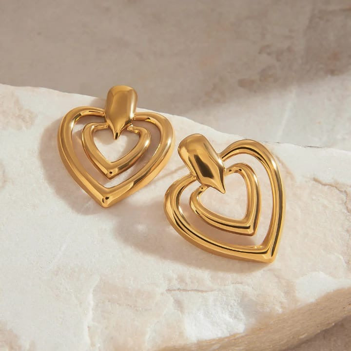 18K Gold-Plated Heart Earrings