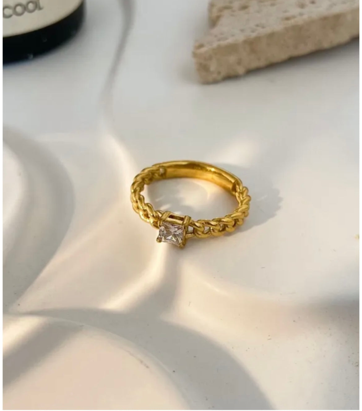 18K Gold-Plated single-stud Ring