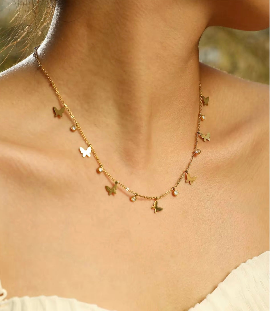 Gold-Plated Butterfly Necklace