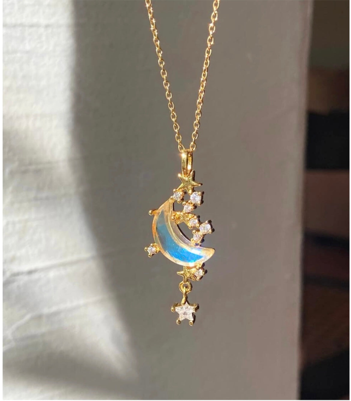18K Gold-Plated Moon Pendant with chain