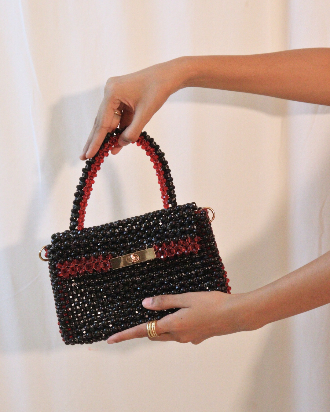 Black and Maroon Crystal Bag