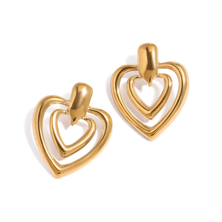 18K Gold-Plated Heart Earrings