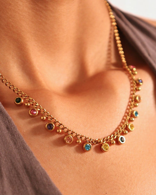 18k Gold-Plated Multicolour Necklace