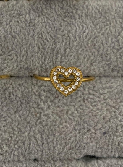 18k Gold-Plated Heart Adjustable Ring