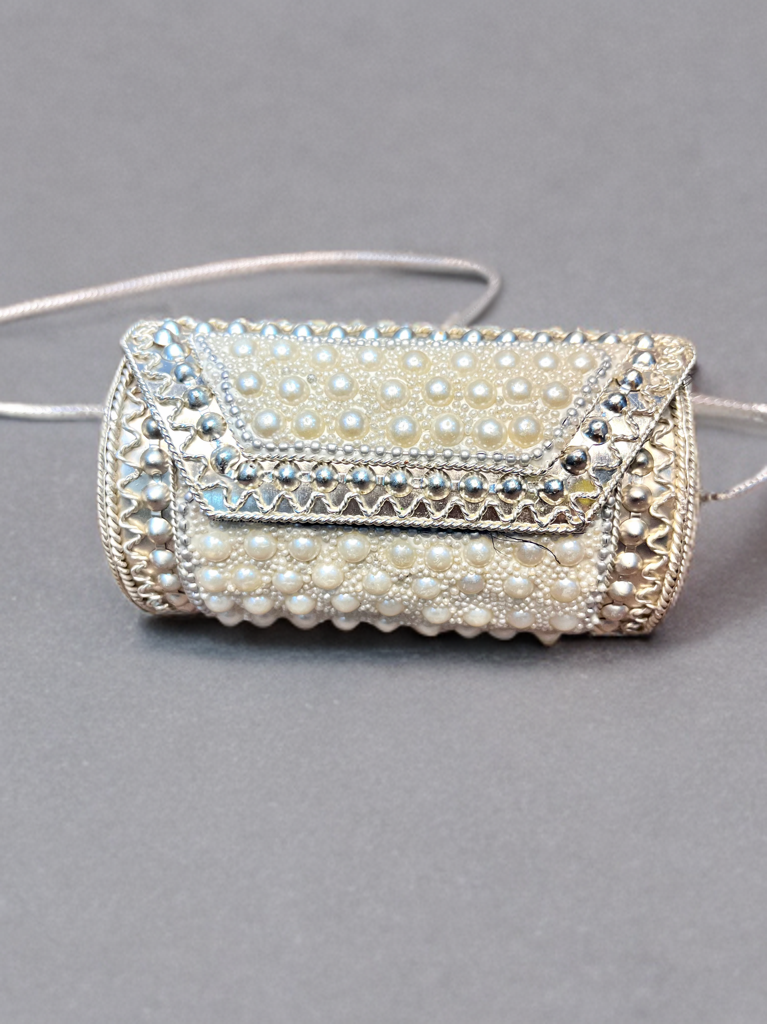 Silver Beaded Clutch