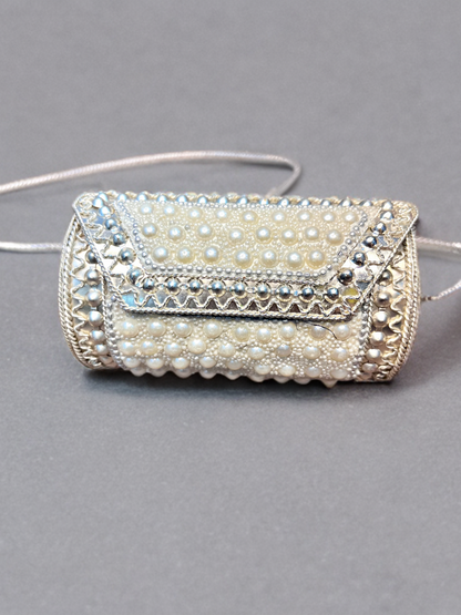 Silver Beaded Clutch