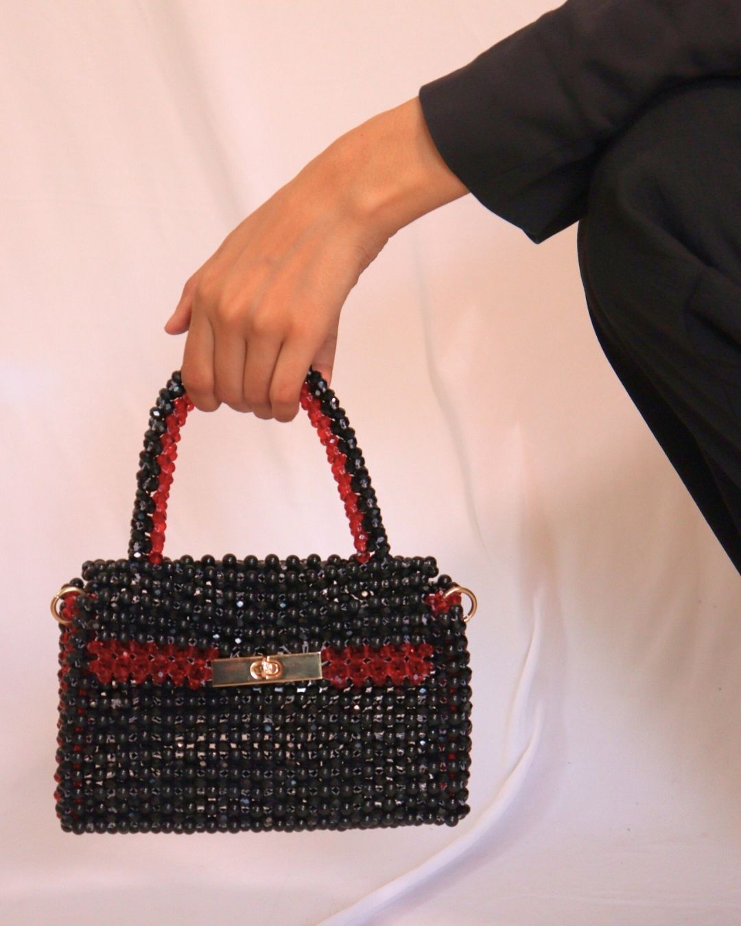 Black and Maroon Crystal Bag