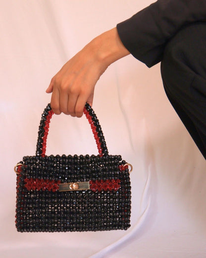 Black and Maroon Crystal Bag