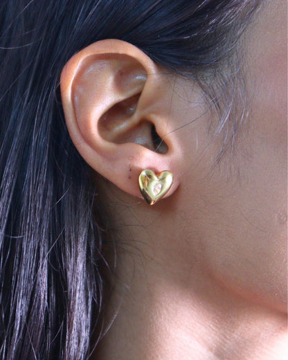 18K Gold-Plated Heart Studs