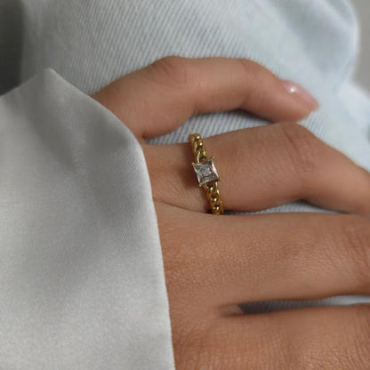18K Gold-Plated single-stud Ring