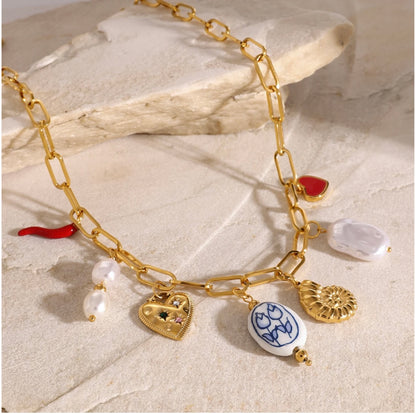 18K Gold-Plated Charms Necklace