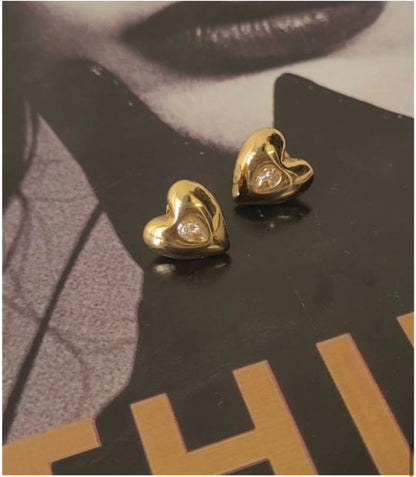 18K Gold-Plated Heart Studs