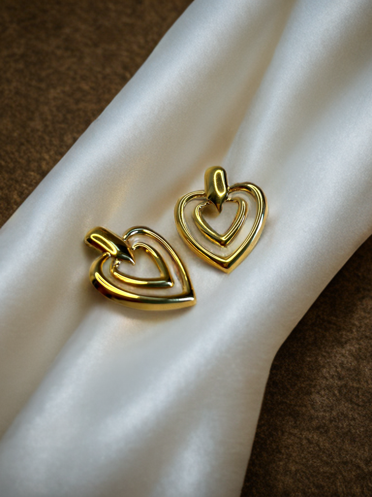 18K Gold-Plated Heart Earrings