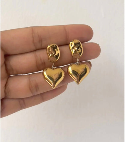 18K Gold-Plated Heart Earrings