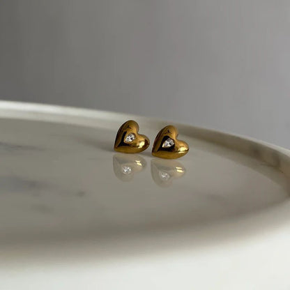 18K Gold-Plated Heart Studs