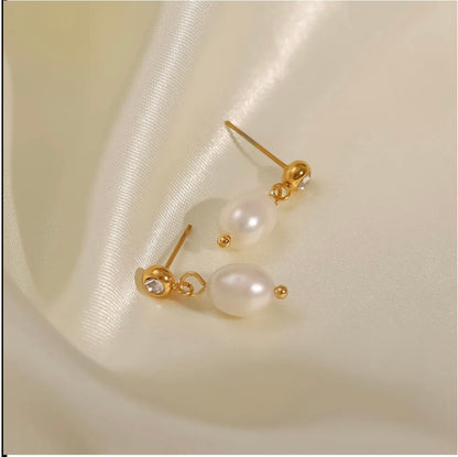 18K Gold-Plated Pearl Earrings