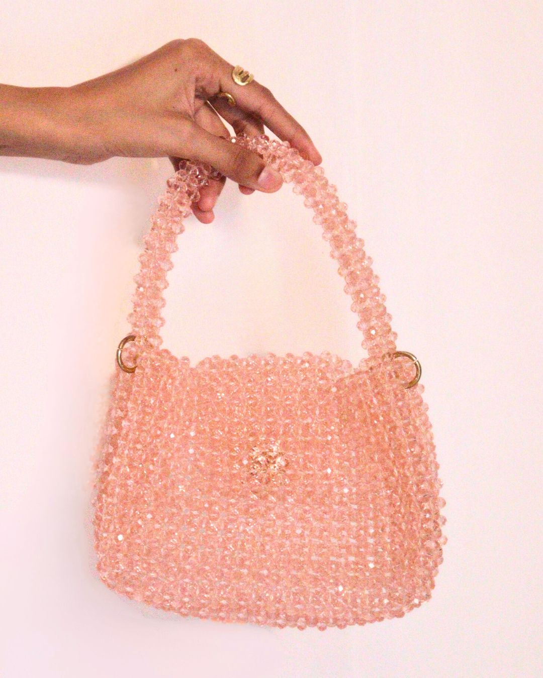 Peach Crystal Designer Bag (Small)