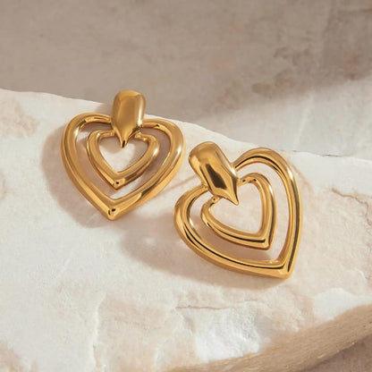 18K Gold-Plated Heart Earrings