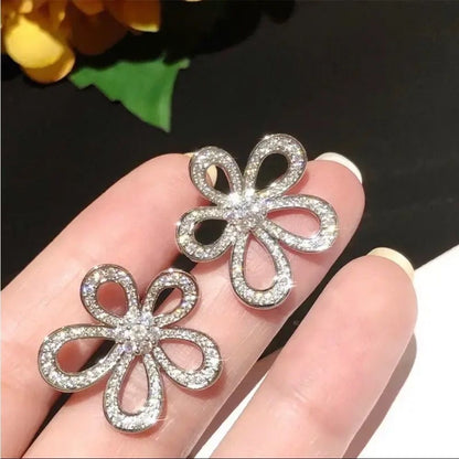 Korean Embellished Flower Earrings
