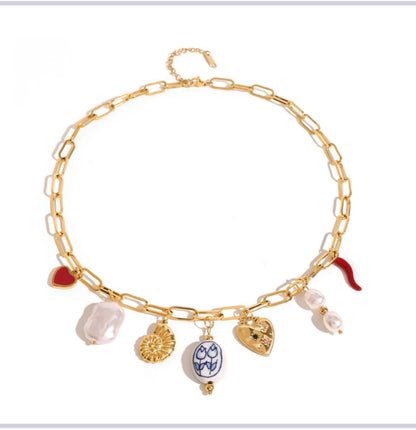 18K Gold-Plated Charms Necklace