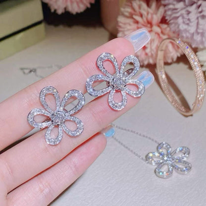 Korean Embellished Flower Earrings