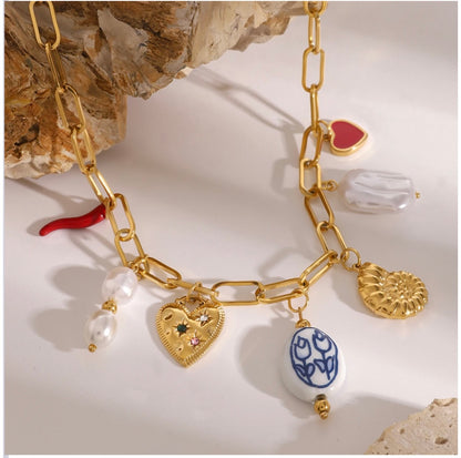 18K Gold-Plated Charms Necklace
