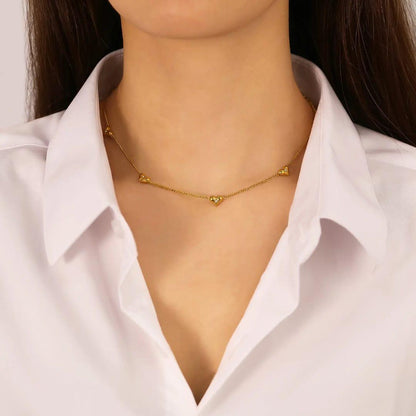 18K Gold-Plated Hearts Chain