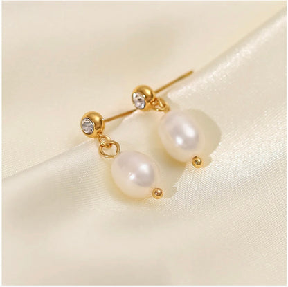 18K Gold-Plated Pearl Earrings