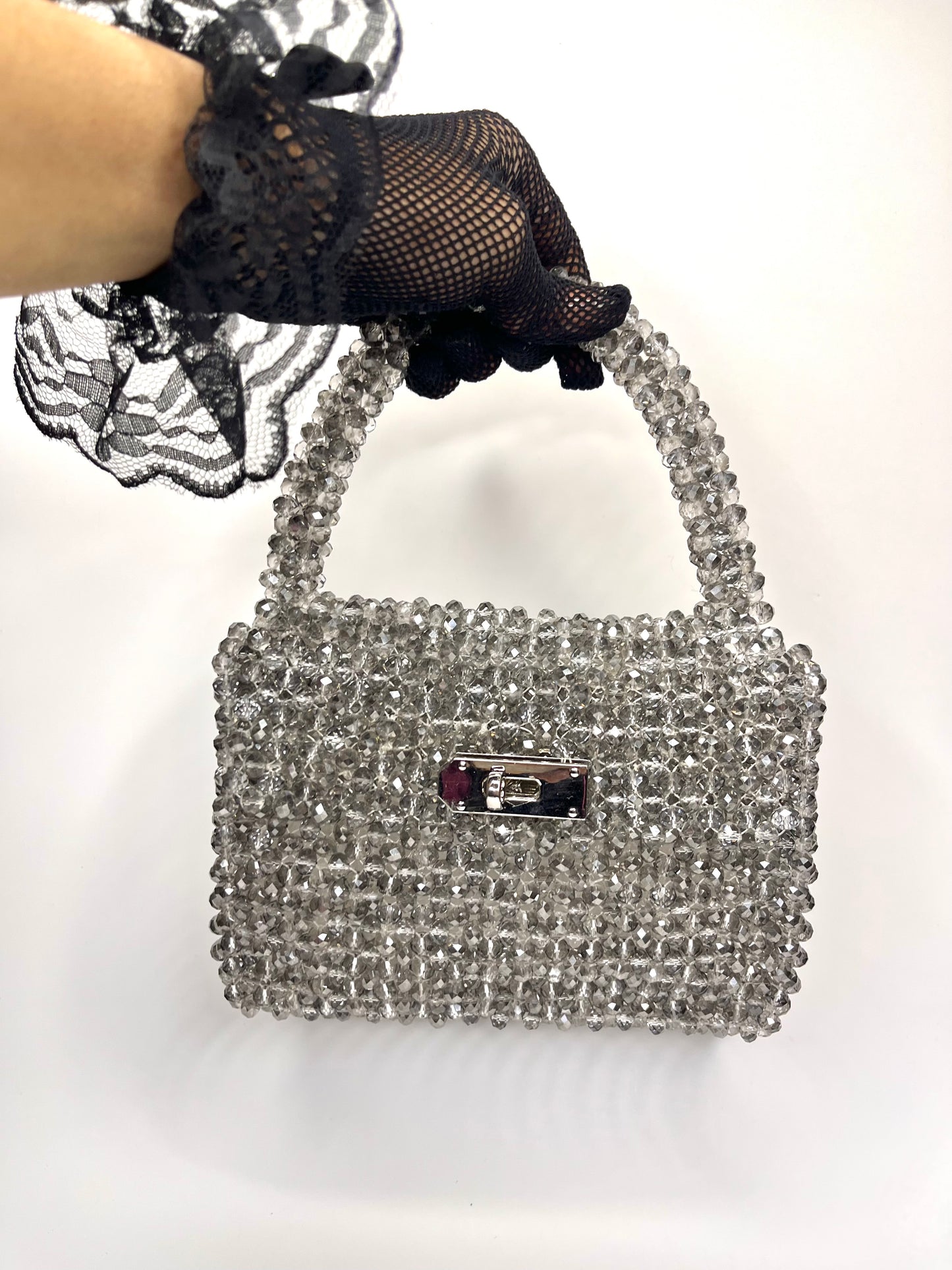 Silver crystal Bag