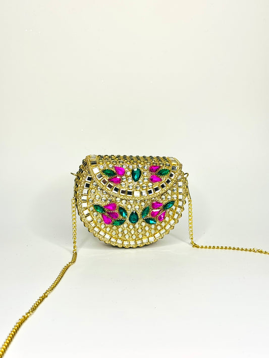 ‘Kiara’ Pink & Green Clutch (Small)