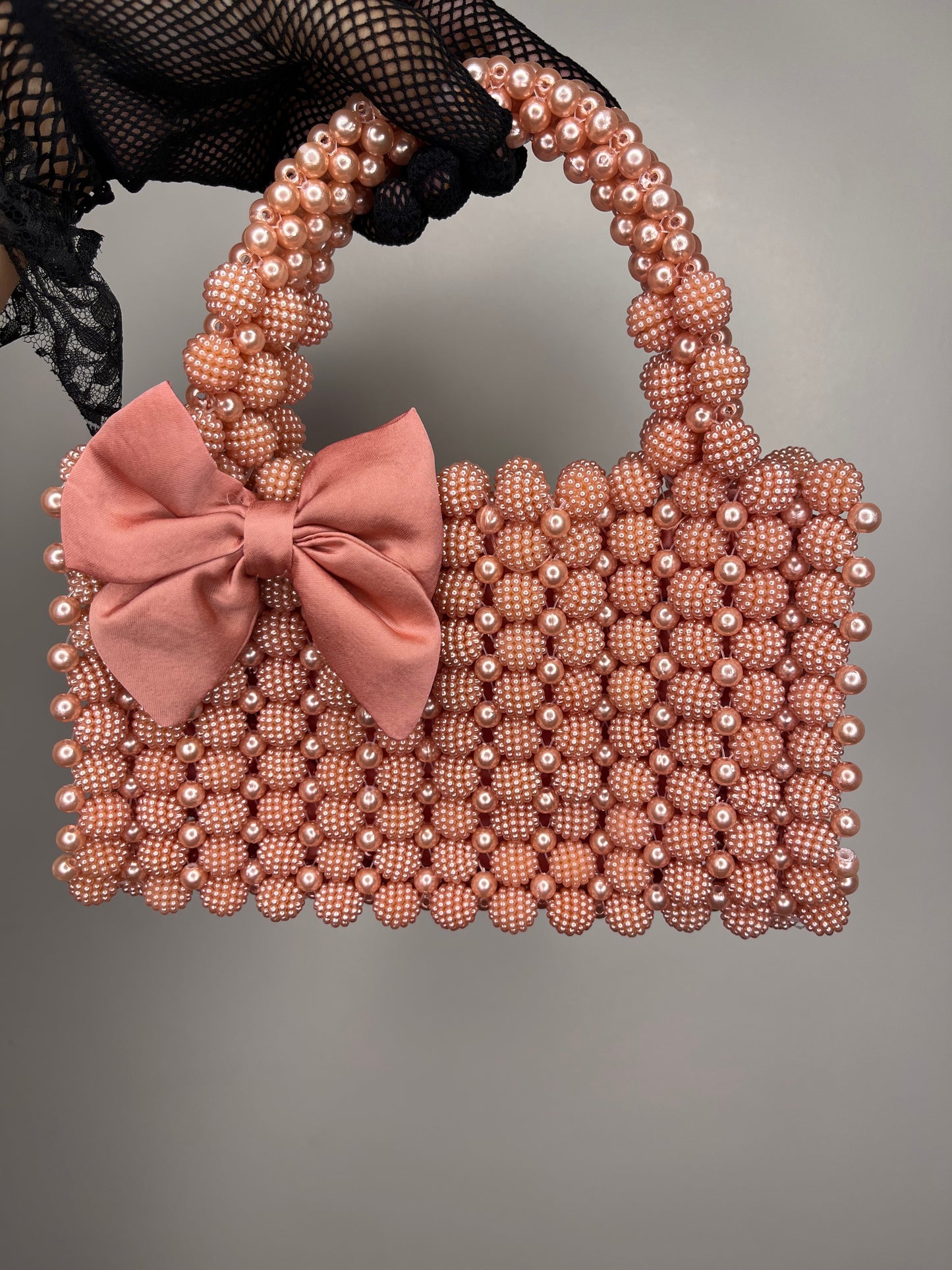Peach Pearls Handmade Designer Bag (Small)
