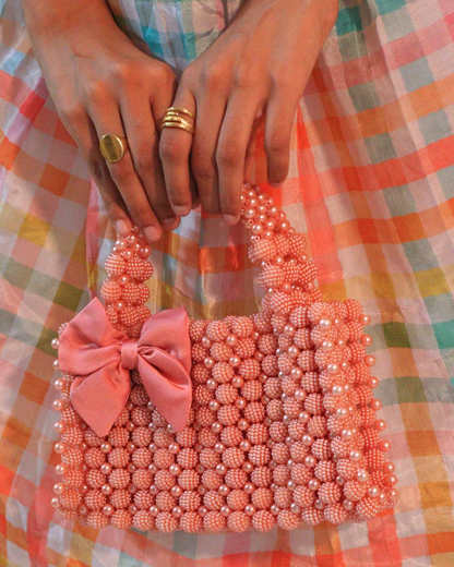 Peach Pearls Handmade Designer Bag (Small)