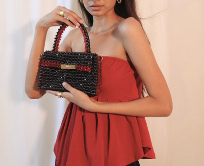 Black and Maroon Crystal Bag