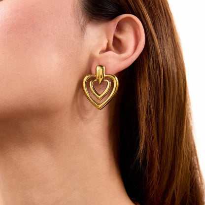 18K Gold-Plated Heart Earrings